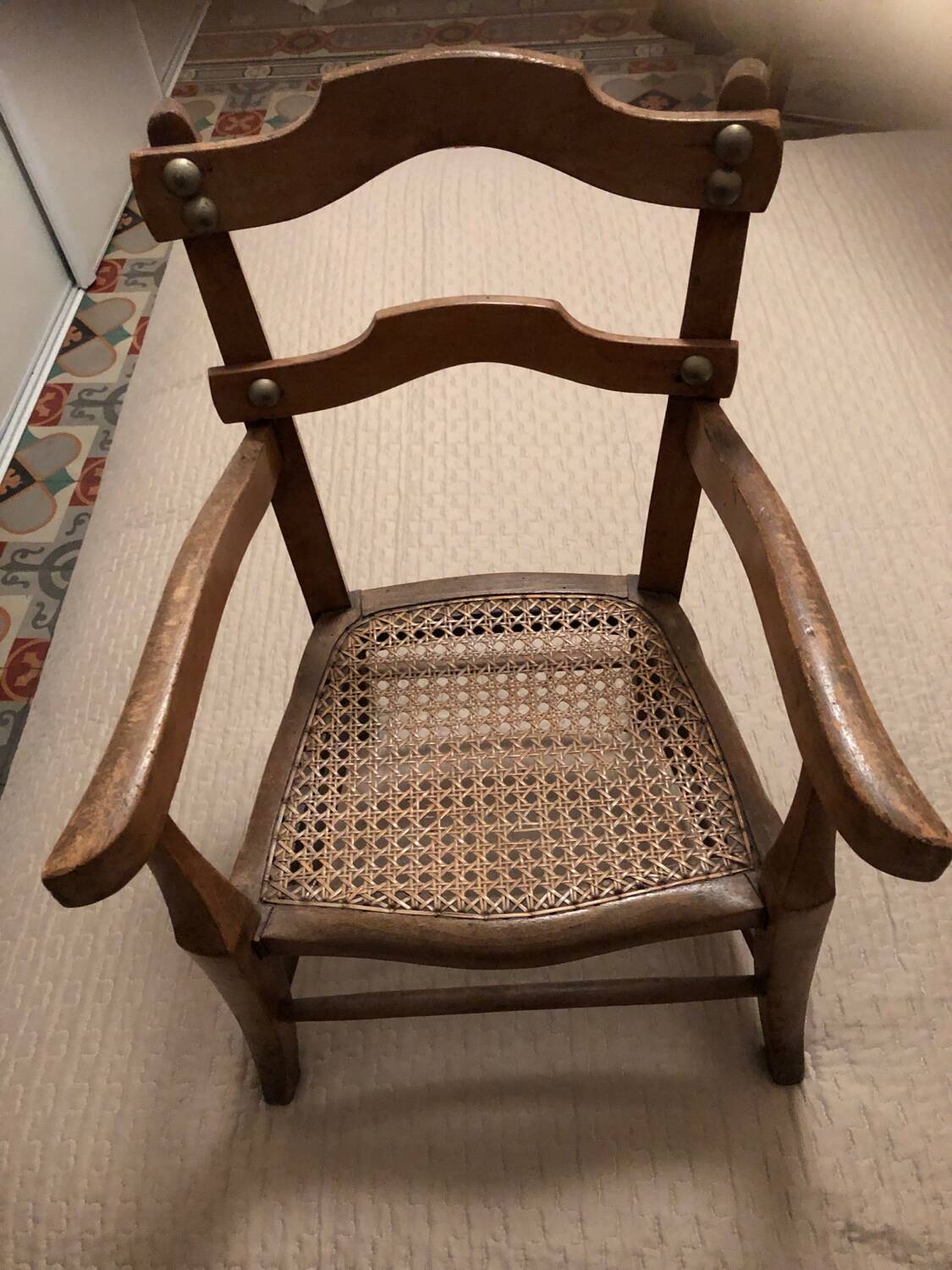 Children's armchair in canework