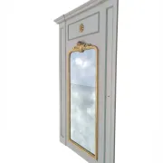 Large French mirror in architectural panel with gilt frame