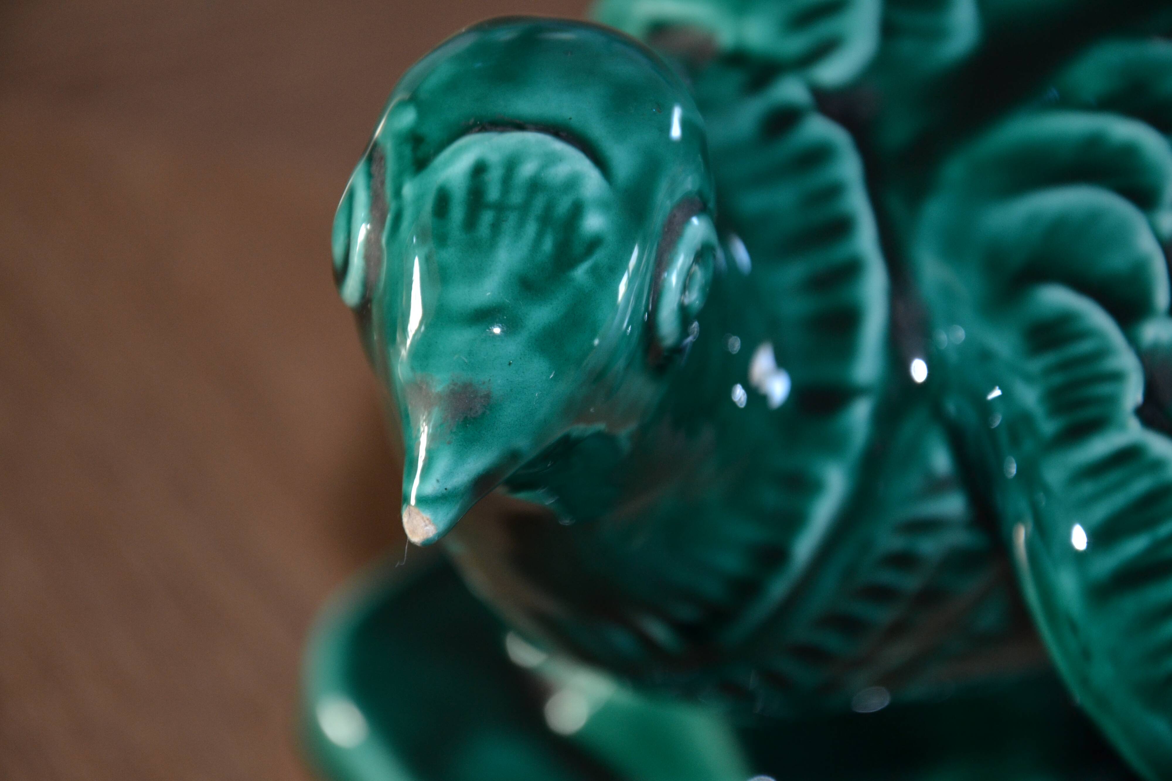 Green glazed ceramic pigeon FPP Vallauris