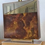 Large Vintage lamp base in elm burl and gilded brass