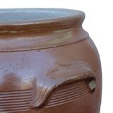 Grand pot ancien français en céramique à glaçure salée, 32 cm