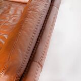 Vintage three-seater leather sofa. Edition by Roche Bobois. France, 70s-80s