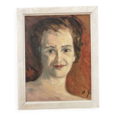 Tableau-Portrait de femme aux cheveux courts  - vintage