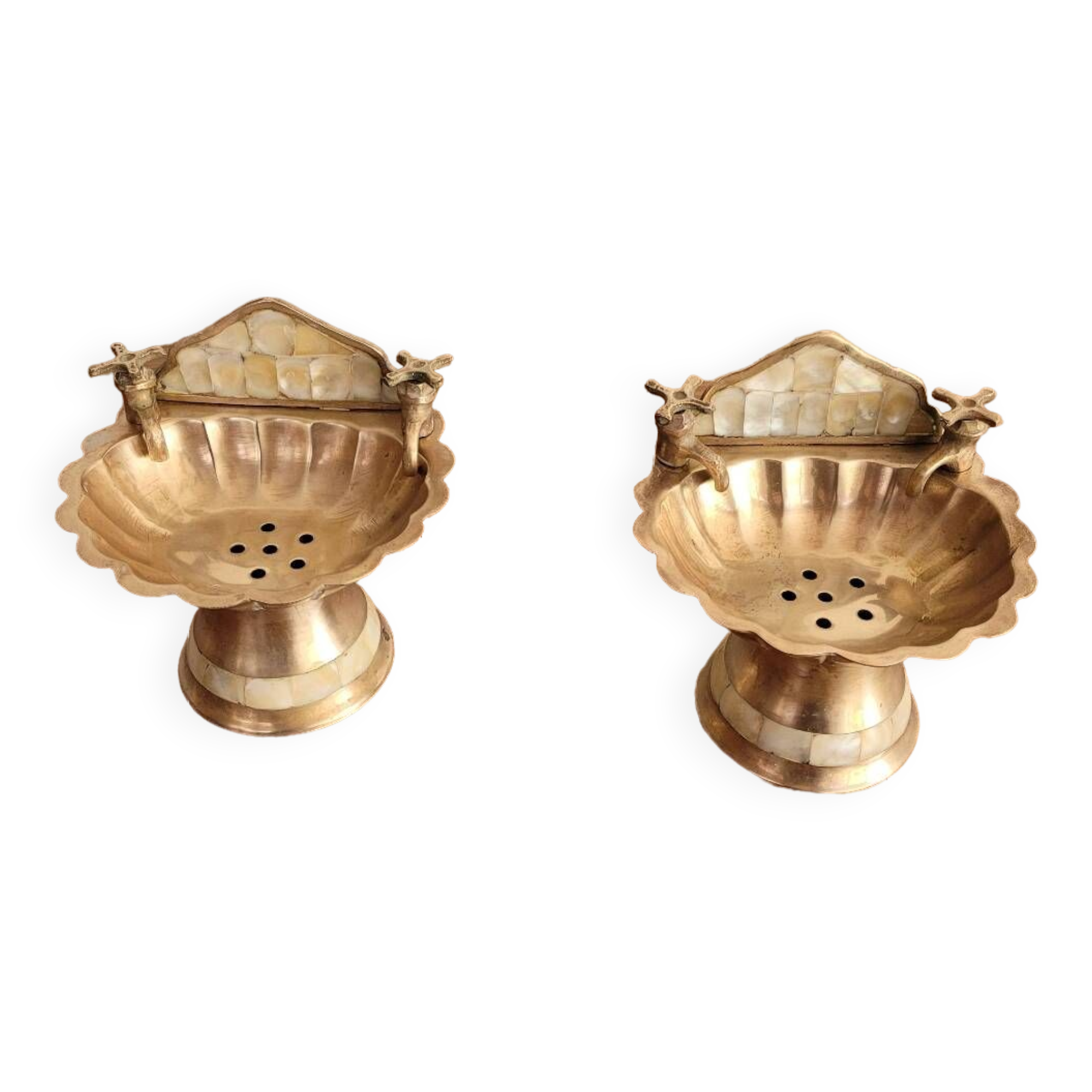 Two brass soap dishes
