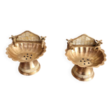 Two brass soap dishes