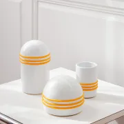 Set of vintage boxes for the bathroom, space age design, faience.
