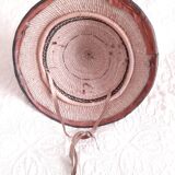 Old hat décor round, braided straw and leather