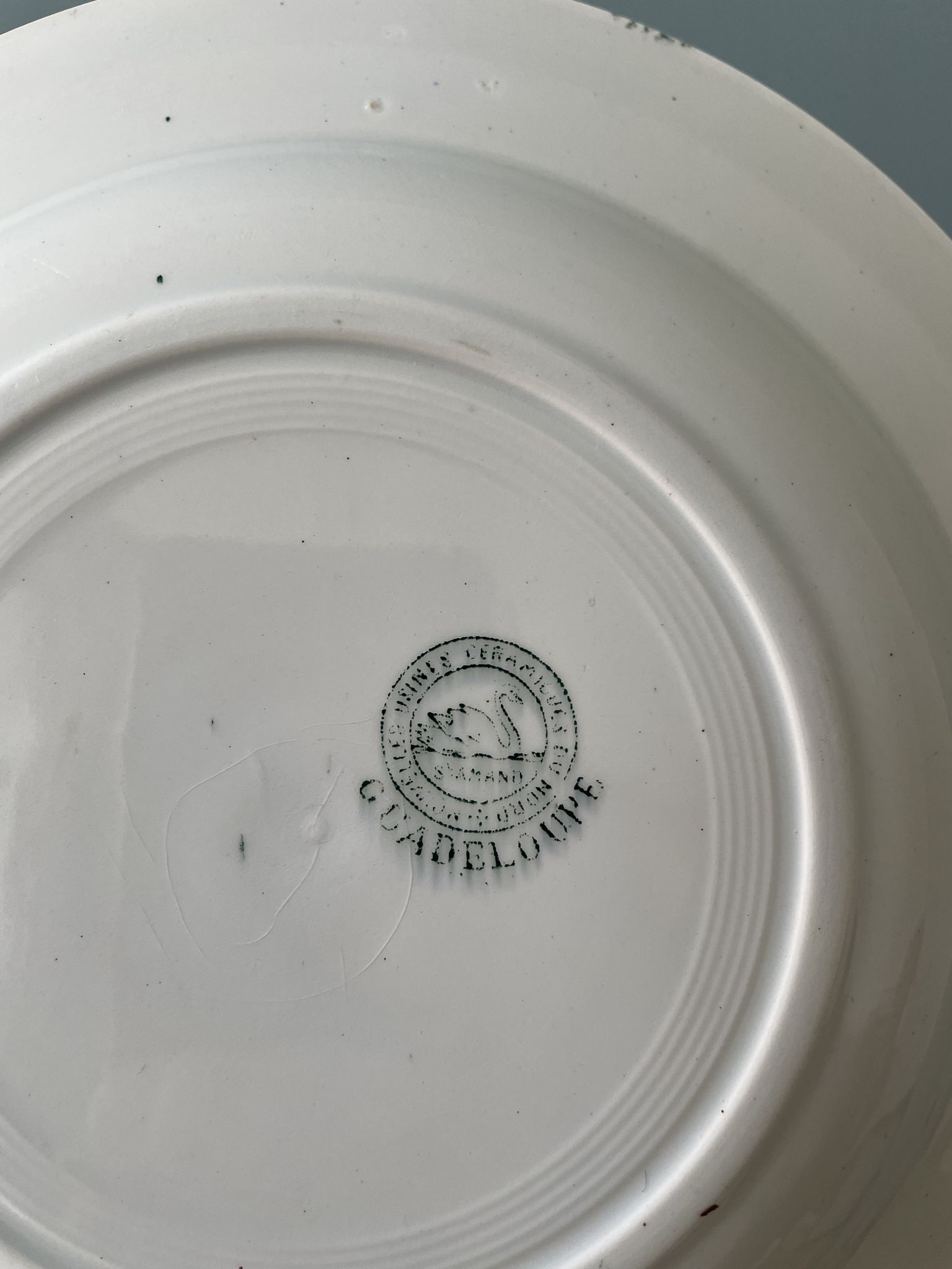 Set of 7 mismatched hollow plates Terre de Fer XIXth