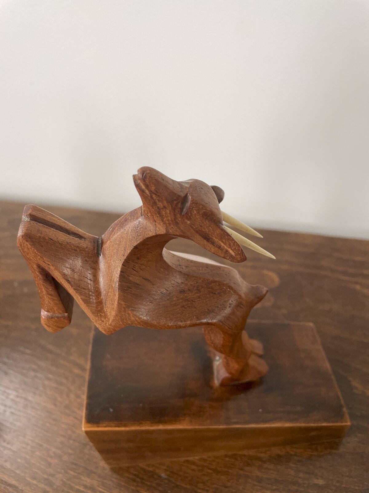 Wooden ibex bookends