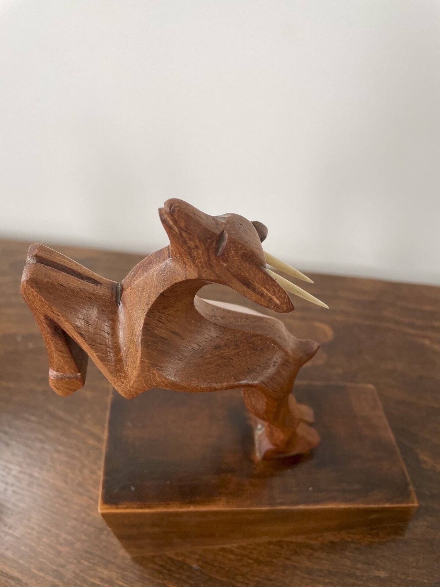 Wooden ibex bookends