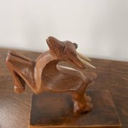 Wooden ibex bookends