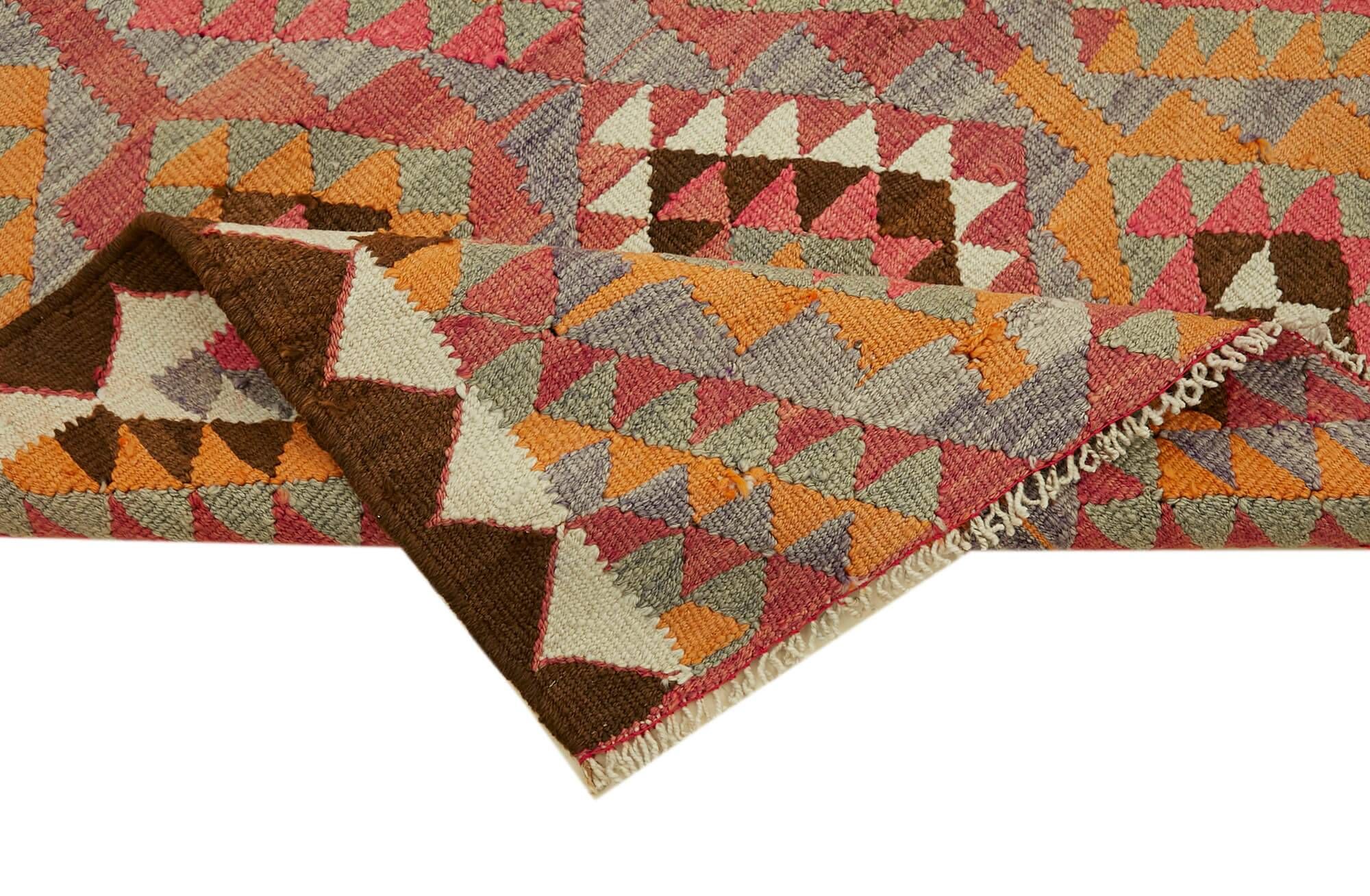 Turkish Handwoven Vintage Herki Kilim 106 cm x 340 cm
