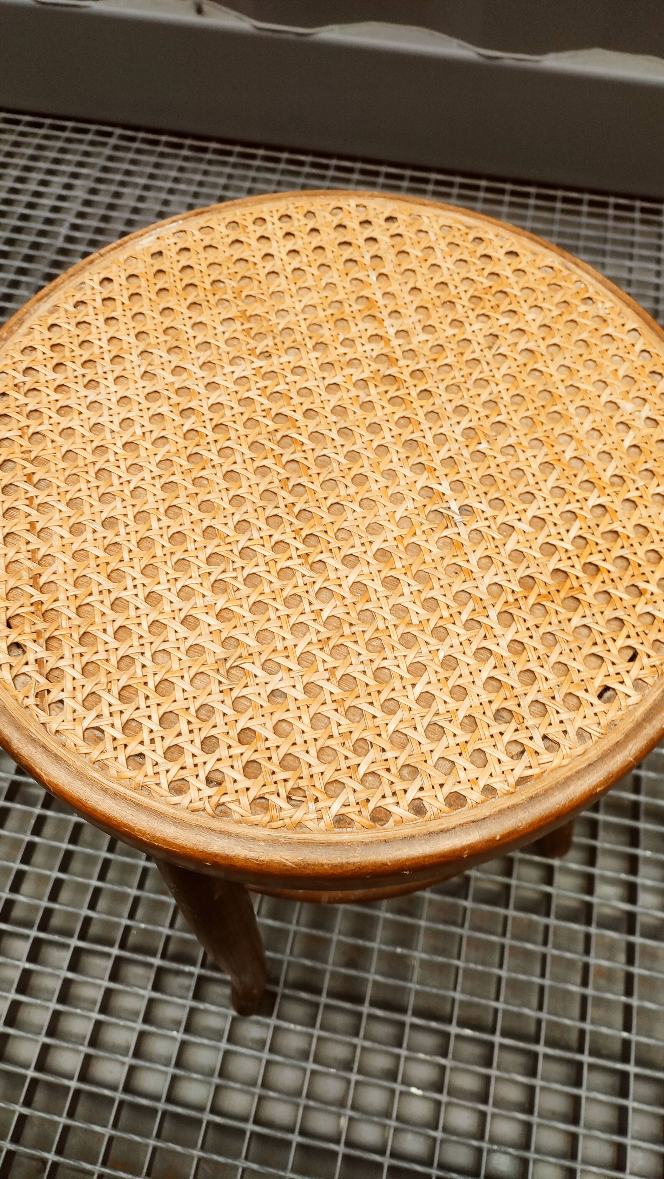 Wooden cane stool