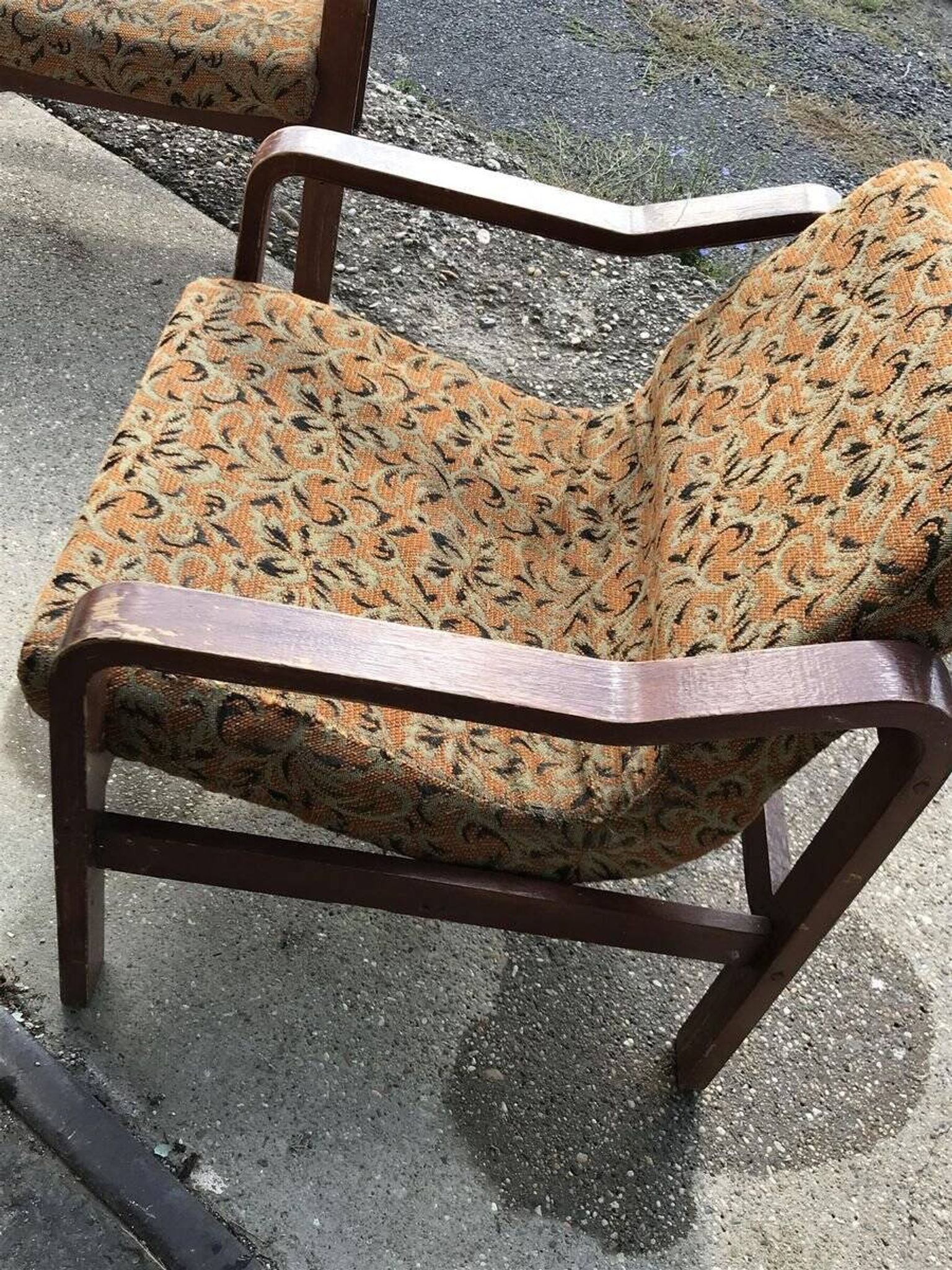 Vintage set of brown Danish fabric armchairs from the 1960s.