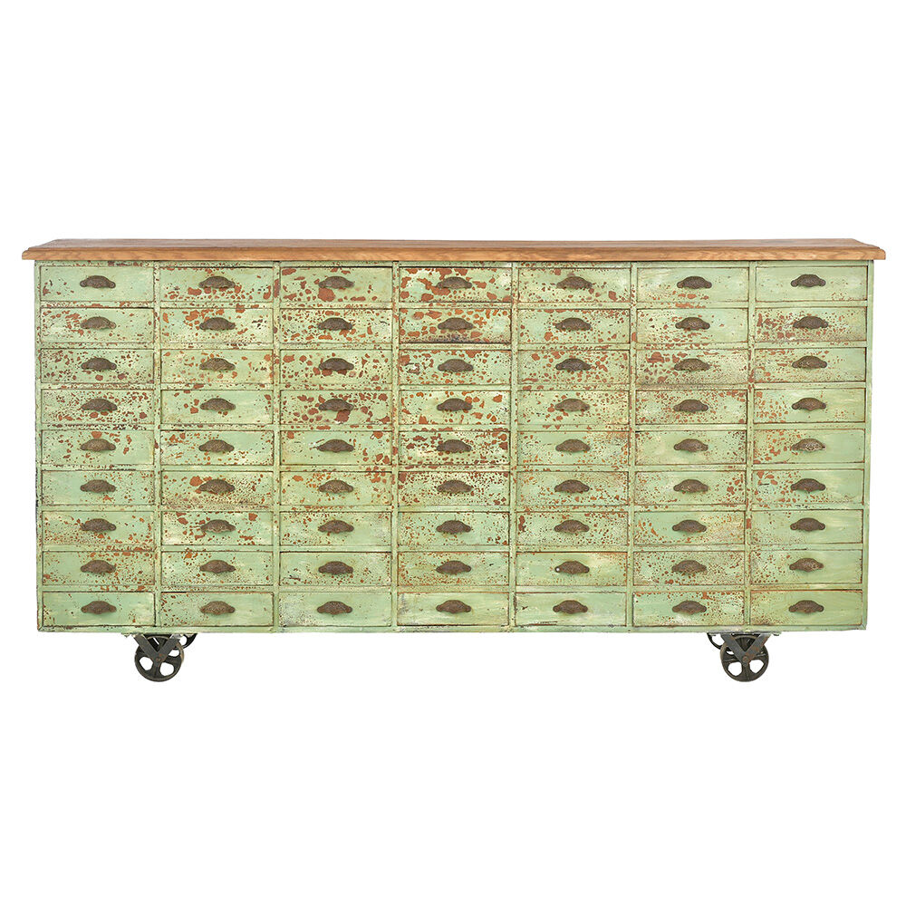 Antique goldsmith's workshop cabinet with 63 drawers (111 x 212cm x 37cm)