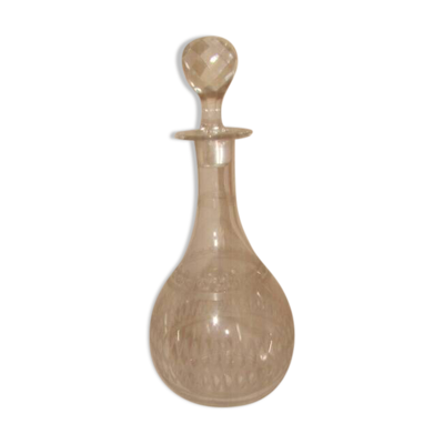 Carafe à liqueur en cristal gravé, fin 19ème