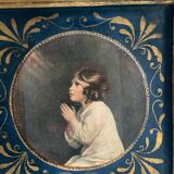 Old golden frame Little Samuel in prayer