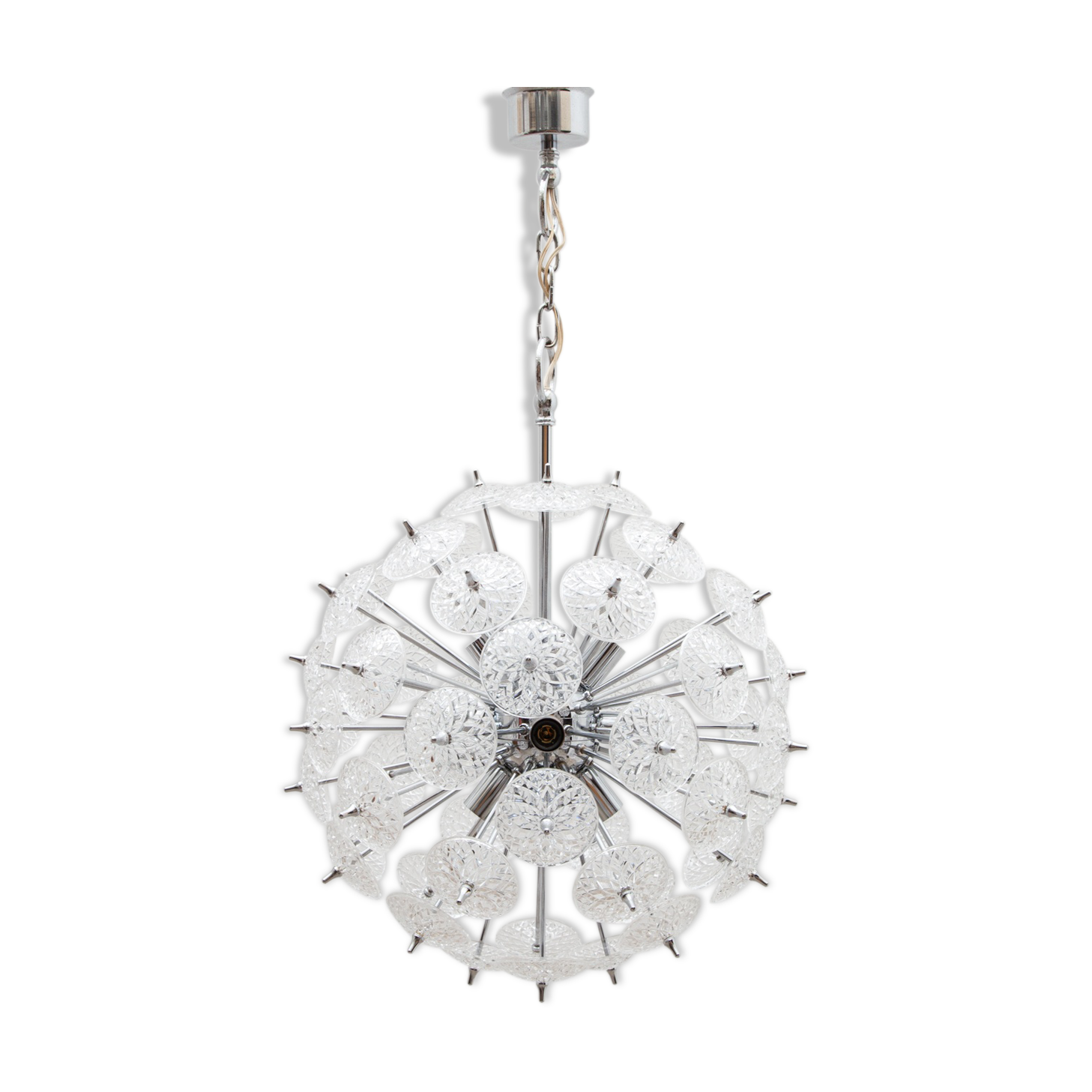 Sputnik crystal chandelier by Val st Lambert, Belgium