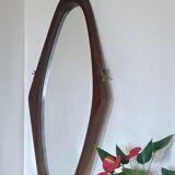 Italian free-form solid teak mirror