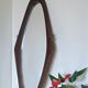 Italian free-form solid teak mirror