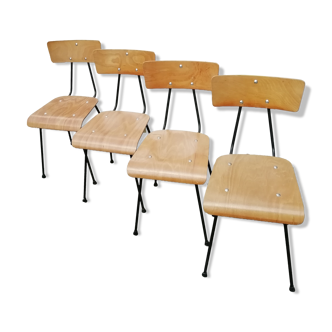 Lot de 4 chaises pieds compas de type scolaire