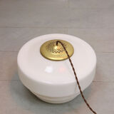 Mid-century Cascade Brass and Opaline Pendant Lamp