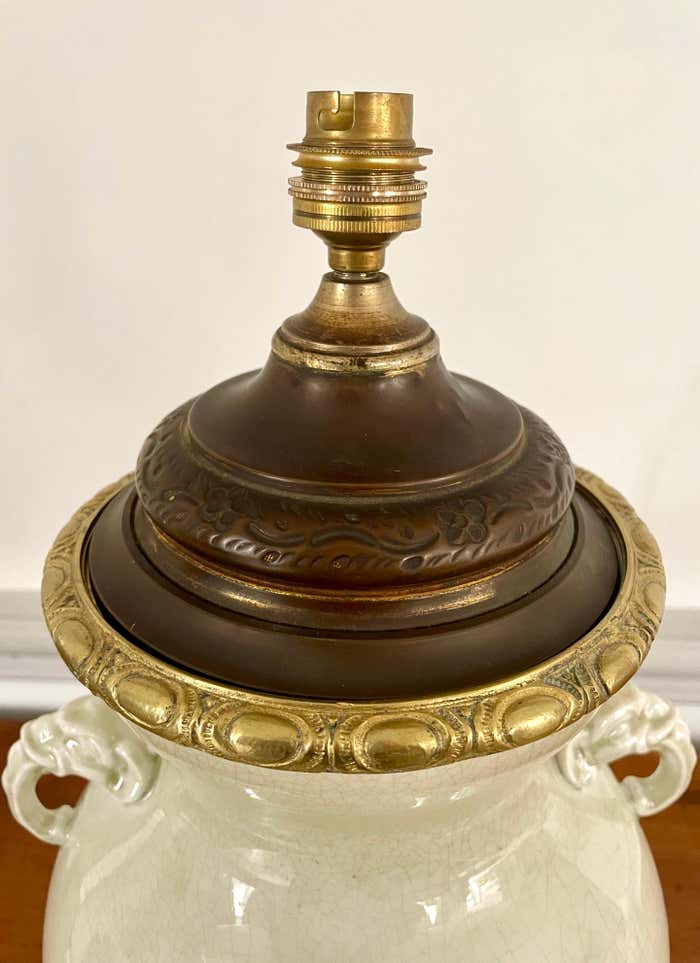 Vase and lamp foot in Chinese porcelain enamelled white cracked ivory - Qing - China XIXth