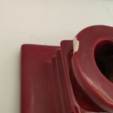Pair of art deco candlesticks in bordeaux ceramics