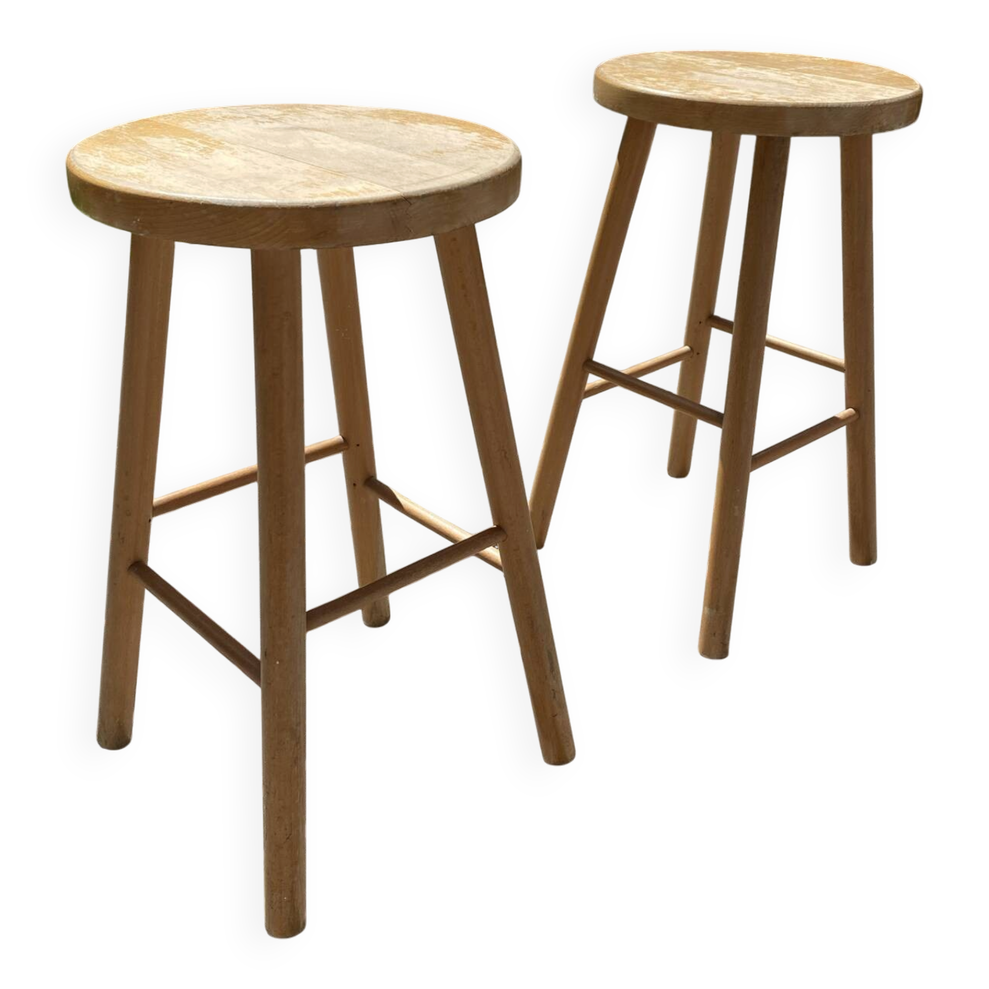 Paire de tabourets vintage en bois