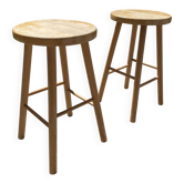 Paire de tabourets vintage en bois