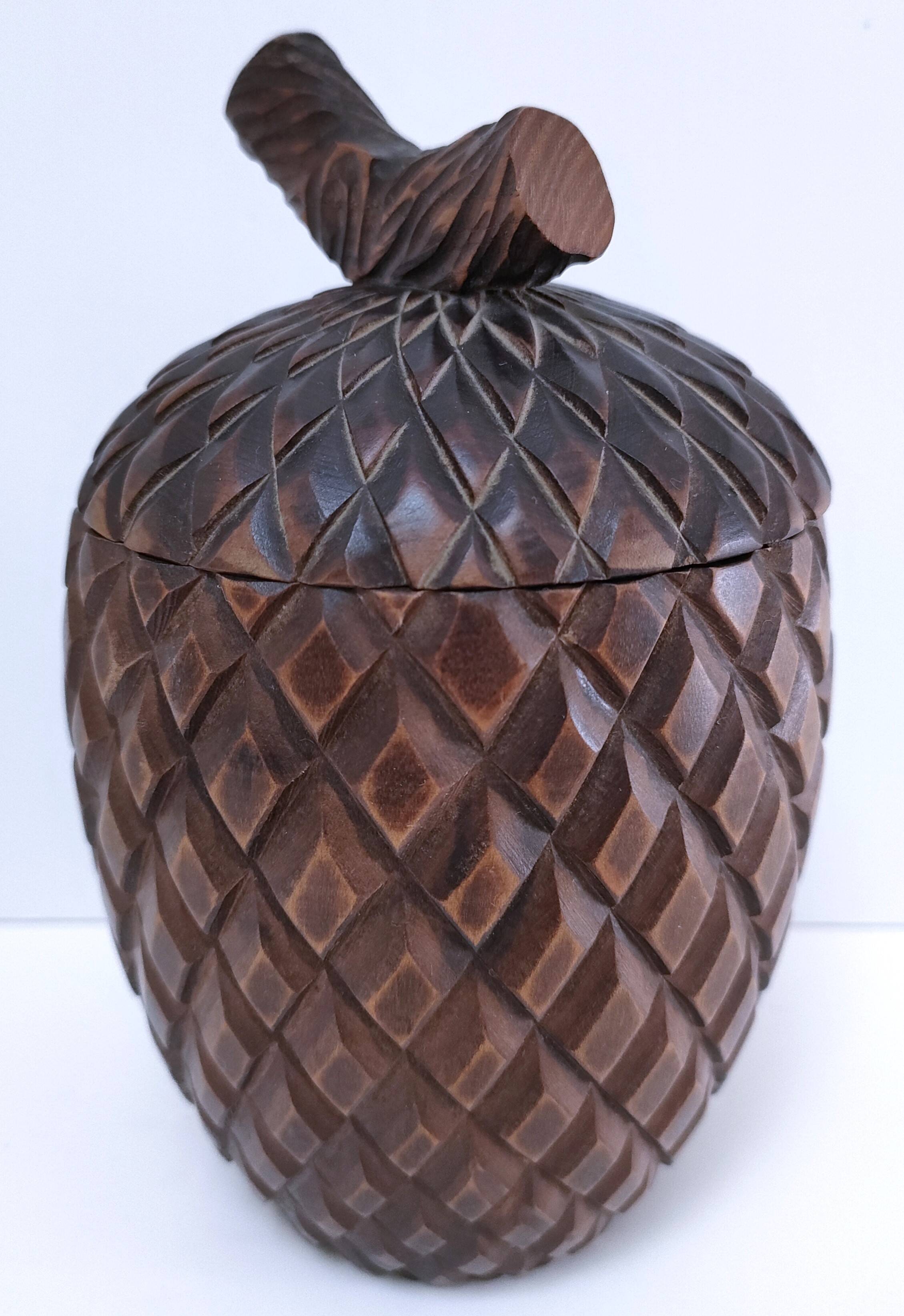 Solid vintage pine cone wood box