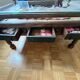 Solid wood coffee table with drawers and glass top – unique piece