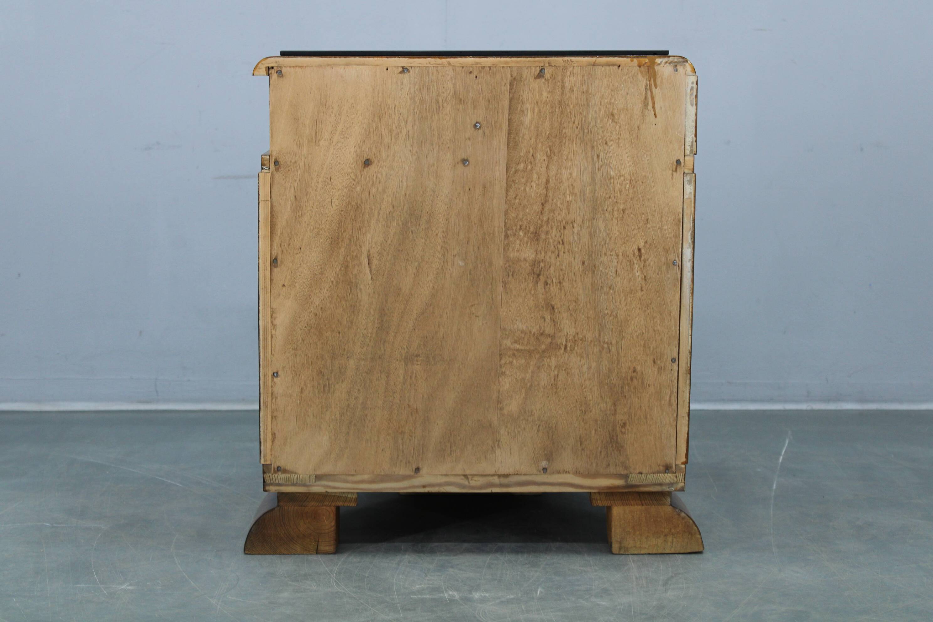 Pair of Art Deco walnut bedside tables from the 1930s.