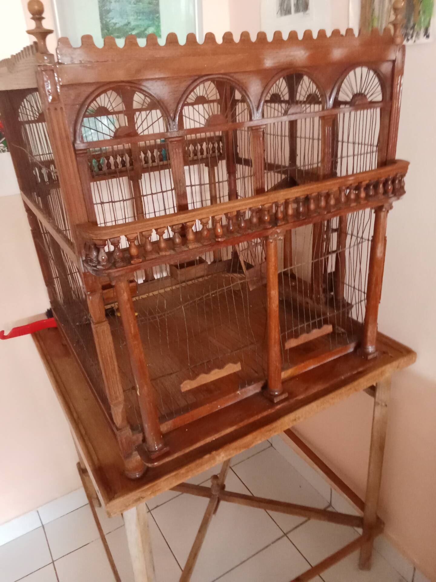 Victorian wooden birdcage