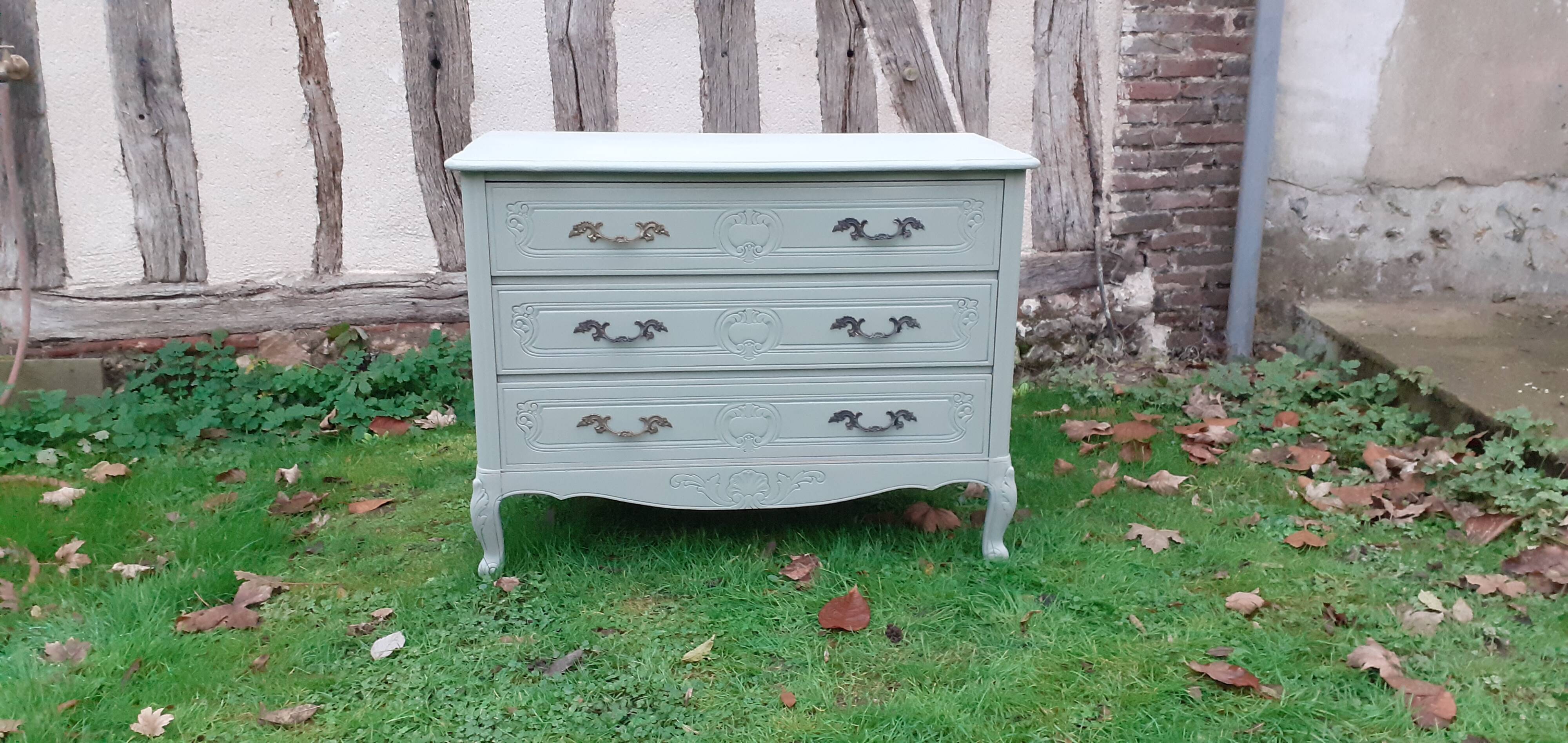 Commode style Louis xv 3 tiroirs vert Luxembourg