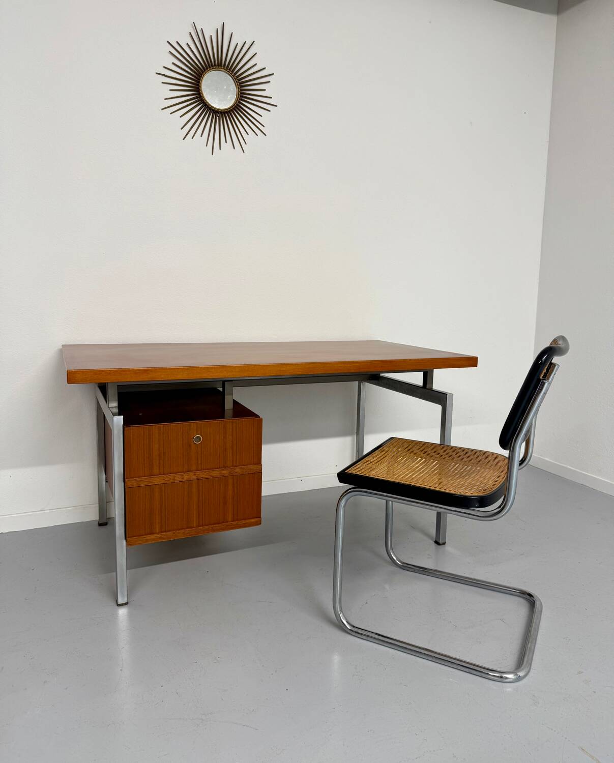 Teak and metal desk designed by George Frydman Efa 1960s vintage
