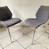 Pair of Kartell Mauï Soft grey chairs, designed by Vico Magistretti