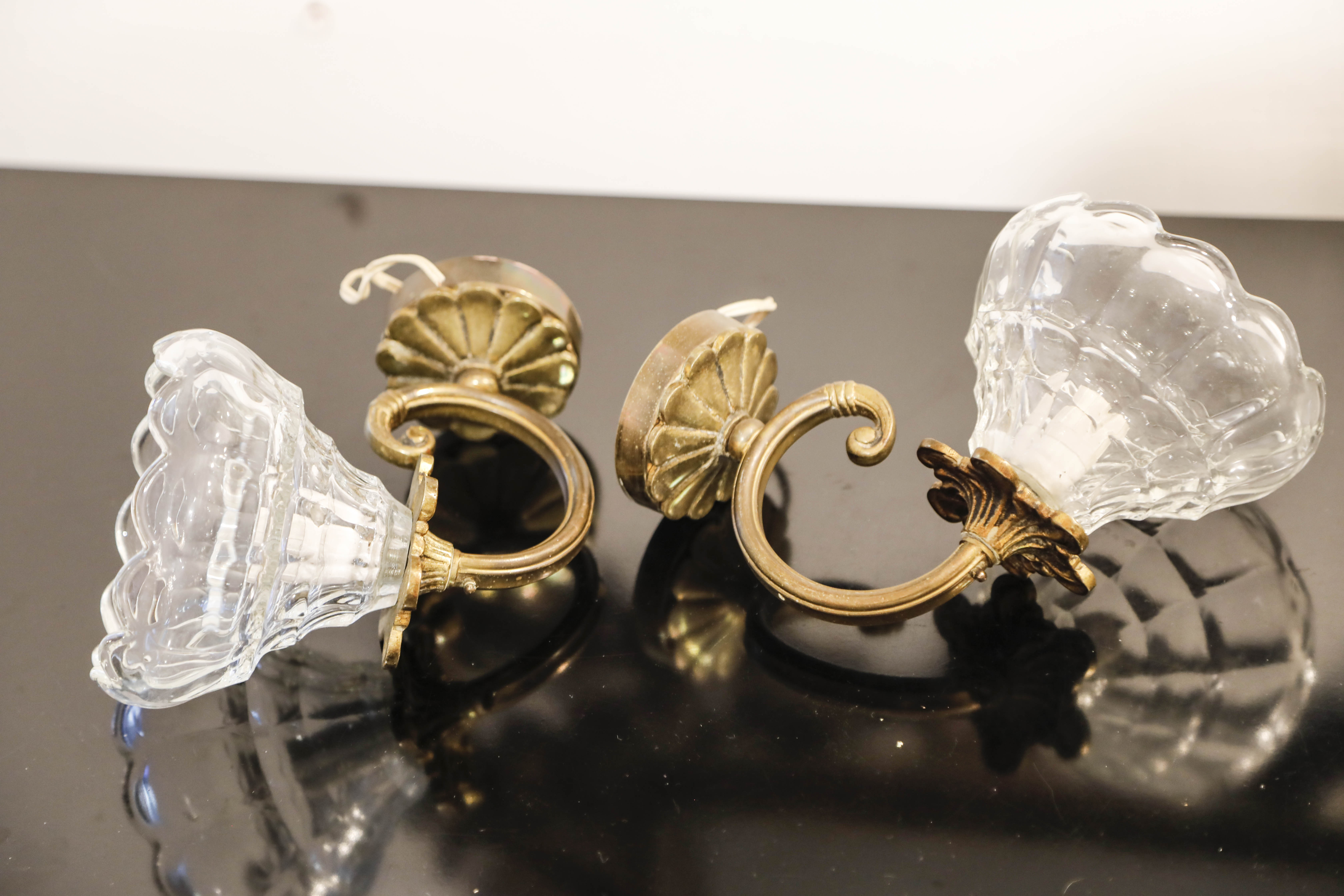 Pair wall light Murano faceted glass