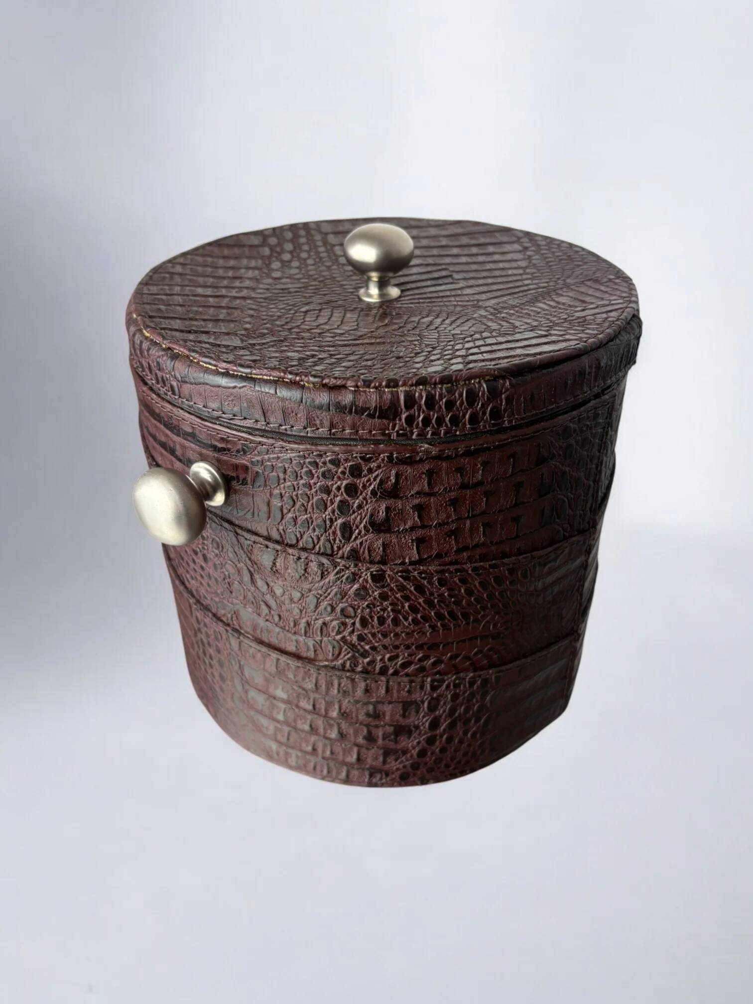 Regency leather ice bucket with tongs, Italy, 1970s