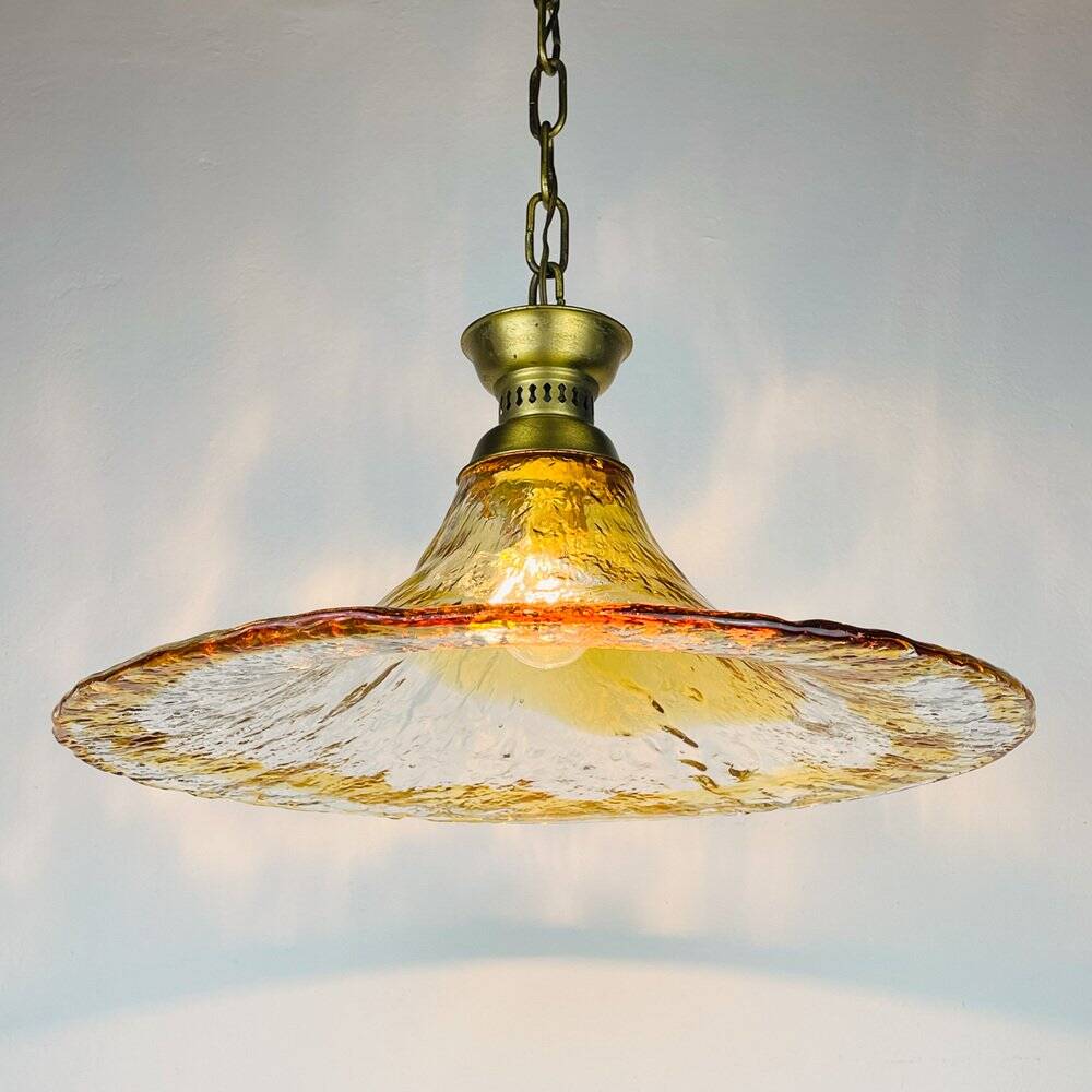 Vintage Murano glass pendant lamp by AV Mazzega, Italy, 1950s.