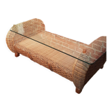 Wicker table glass top