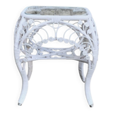 Peacock white rattan side table 1970