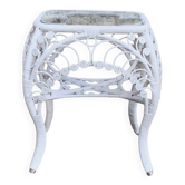 Table d’appoint en rotin blanc Peacock 1970