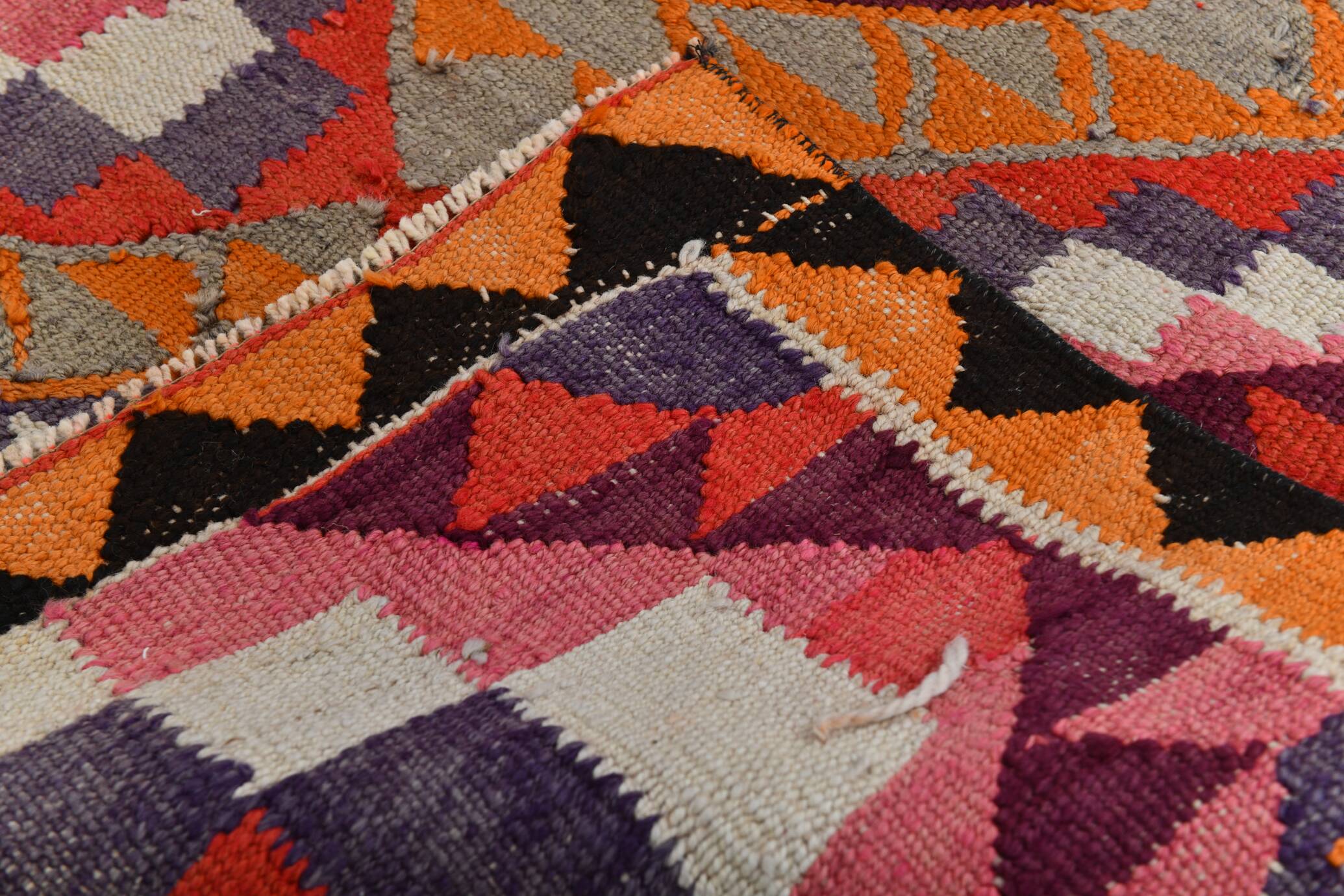 3x12 Pink Orange Vintage Kilim Runner Rug 105x377Cm SK 34621