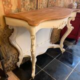 Console beige de style avec plateau bois