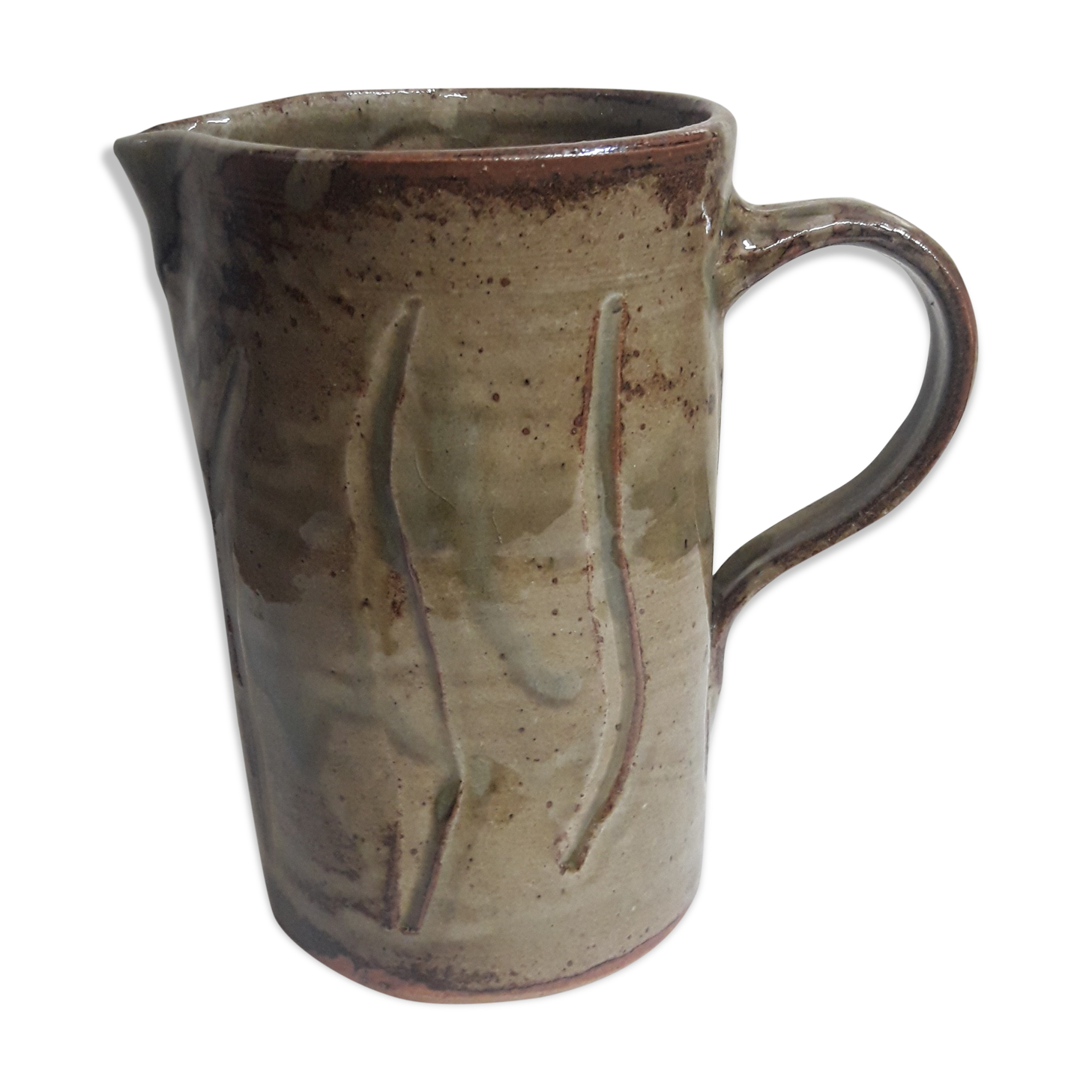 Enamelled terracotta pitcher