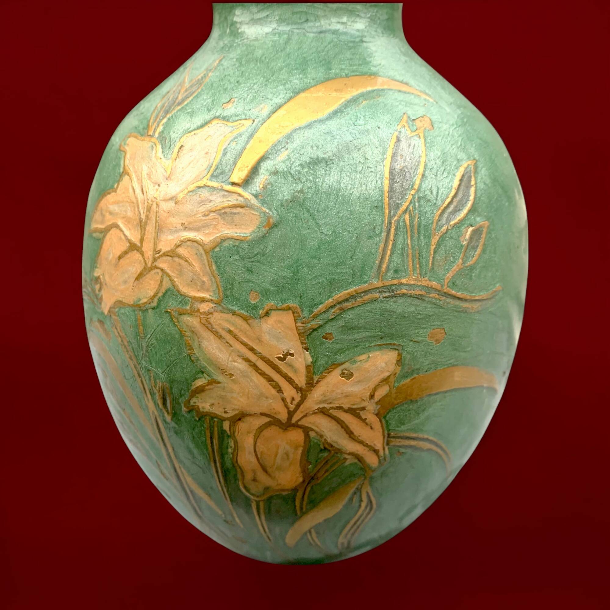 Vintage cloisonné enameled brass vase - 17 cm