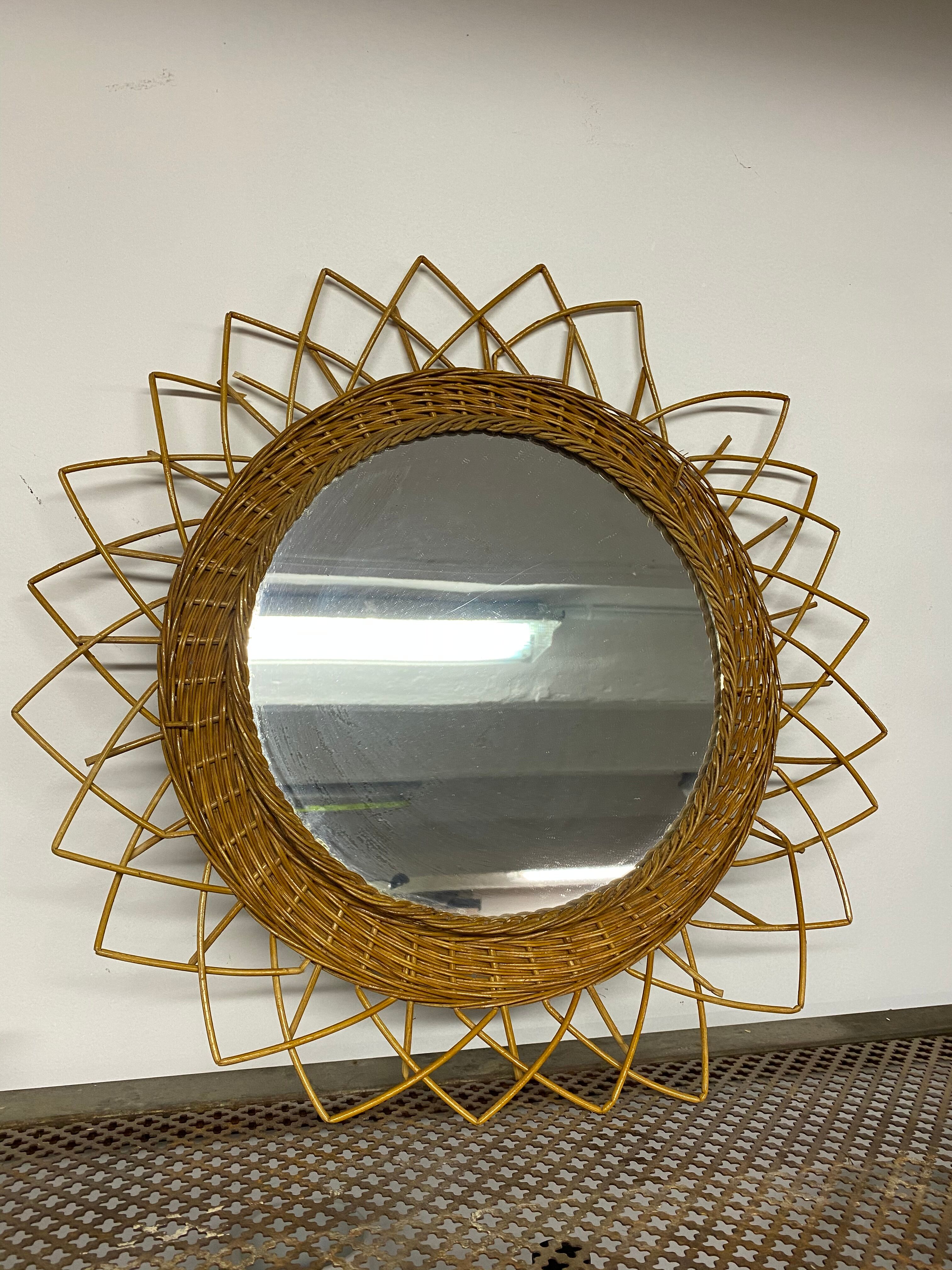 Rattan sun mirror