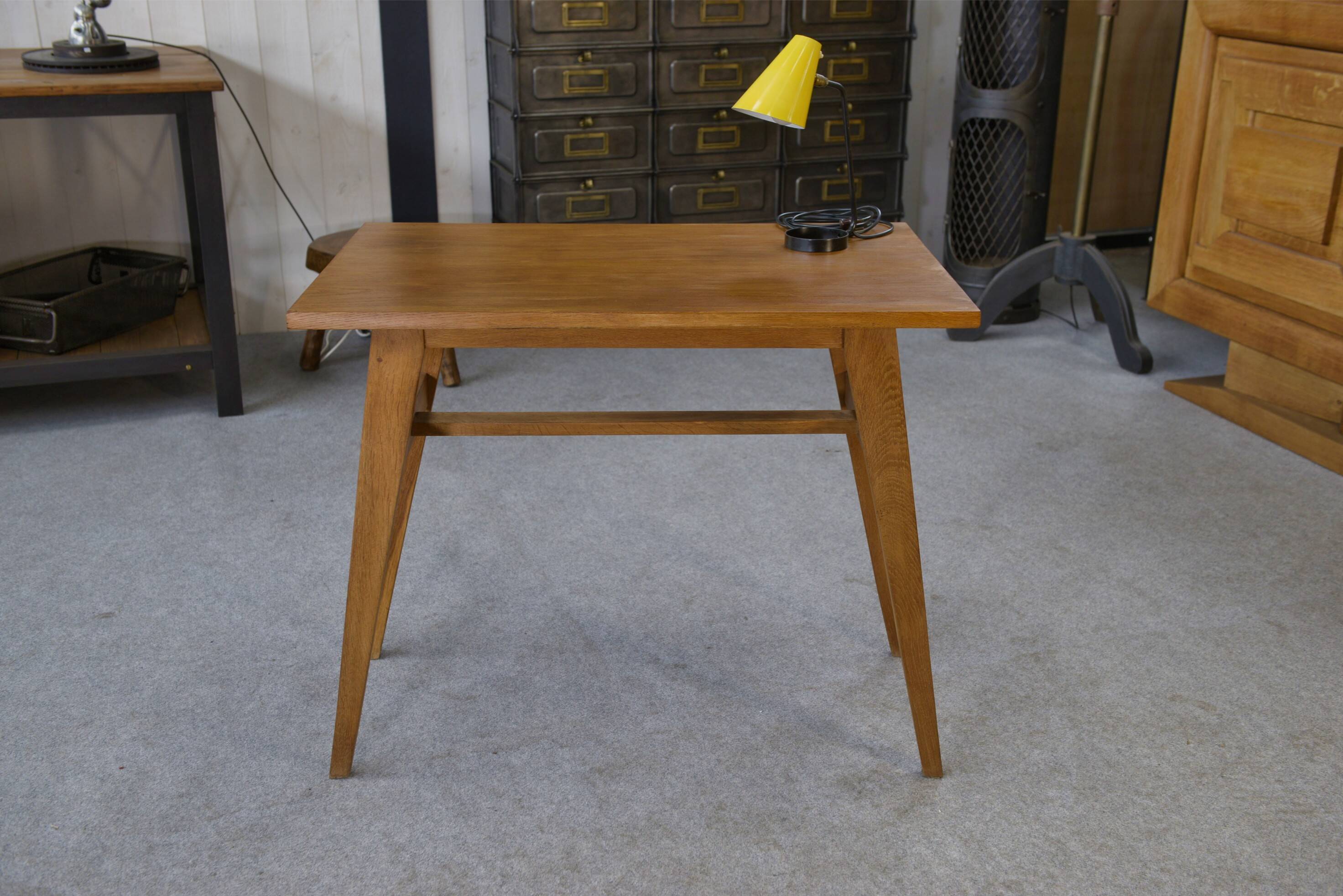 Oak side table with compass legs, 1960s