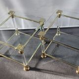 Pair of tables in brass, acrylic and glass